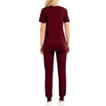 thumbnail image 3 of Ecqkame Scrubs for Women Solid Color Short Sleeve V-Neck Stretchy Comfortable Multiple Pockets Work Sets Womens Sets Wine S, 3 of 3