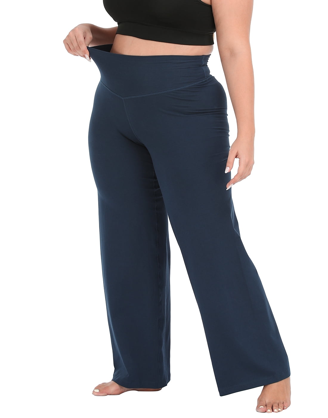  HDE Plus Size Wide Leg Cotton Yoga Pants for Women High Waist Workout  Leggings Black - 1X : Clothing, Shoes & Jewelry