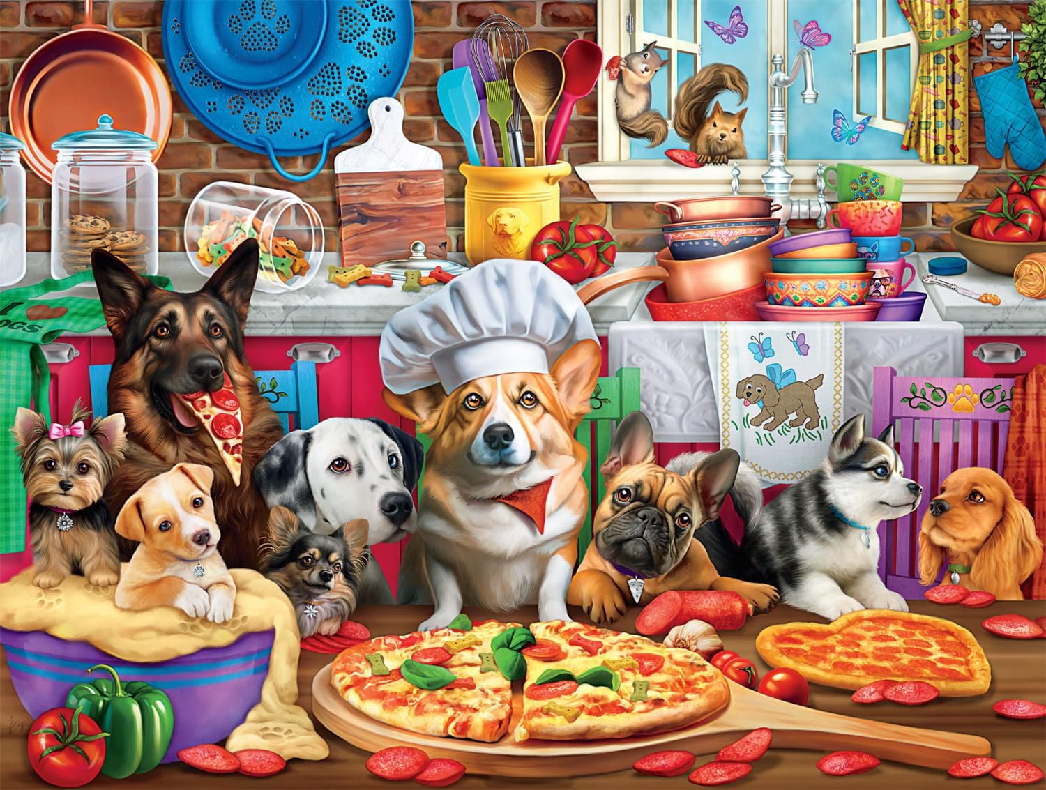 Buffalo Games - Le puzzle Dog Days - Pizza Time Pups - en 750 pièces