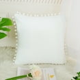 thumbnail image 3 of Unique Bargains Velvet Pillow Cover with Pompoms for Sofa 1PCS Snow White 20x20Inch, 3 of 8