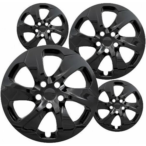 Fuel Rider Set of 4 17 inch Gloss Black Snap-On Hubcaps With 6 Spoke Compatible With 2019-2024 Toyota RAV4 LE Standard Steel Wheel Covers