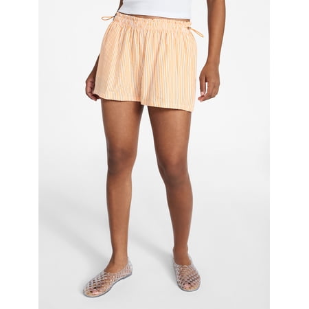 No Boundaries Striped Seersucker Bungee Shorts, 2" Inseam, Women's XXS-XXL