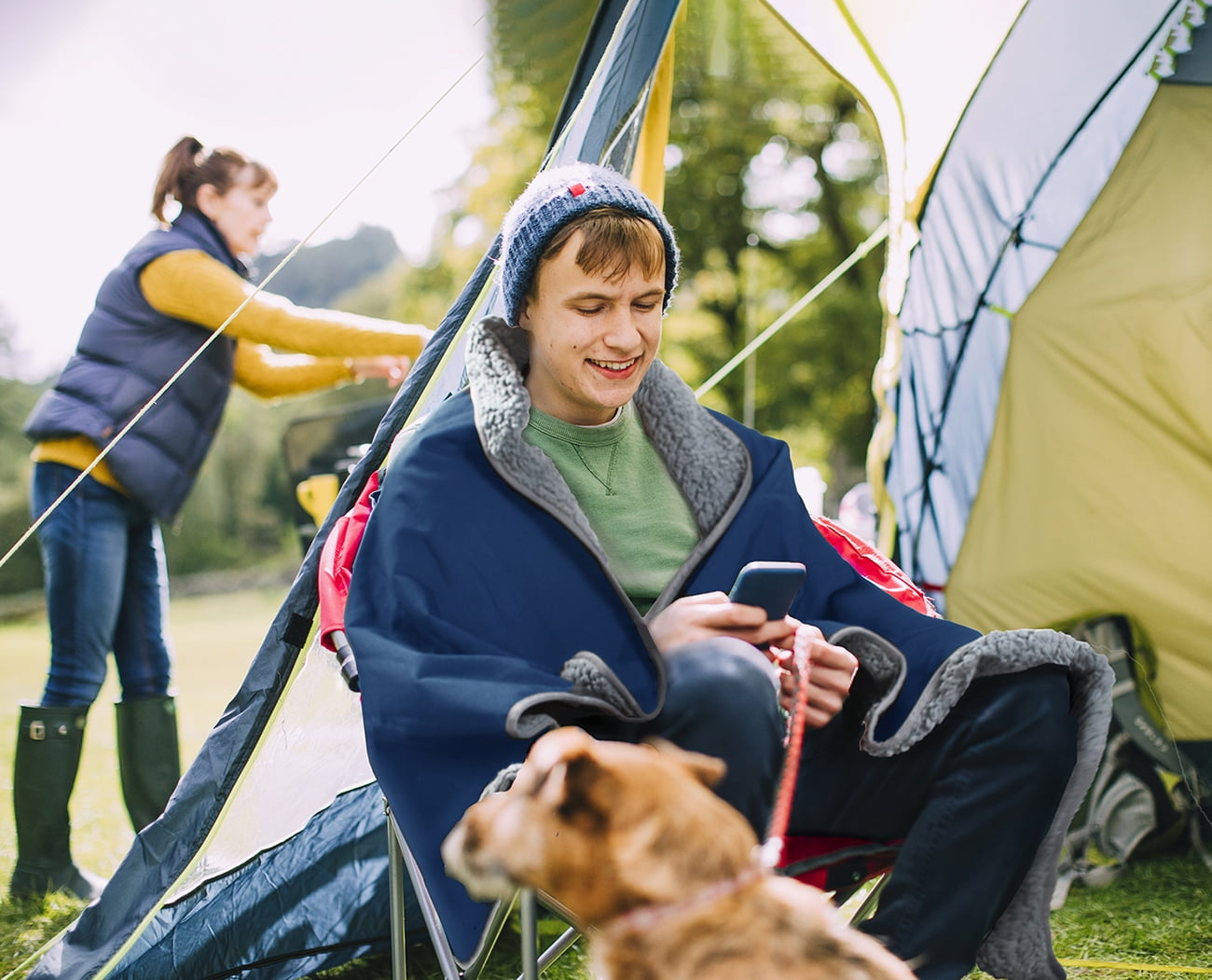 FlyingStar Waterproof Outdoor Blanket with Sherpa Lining, Windproof Triple Layers Warm Comfy Foldable for Camping Stadium, Sports, Picnic, Grass, Concerts and Pet, Red Plaid, Navy/Grey, 51''X 59''