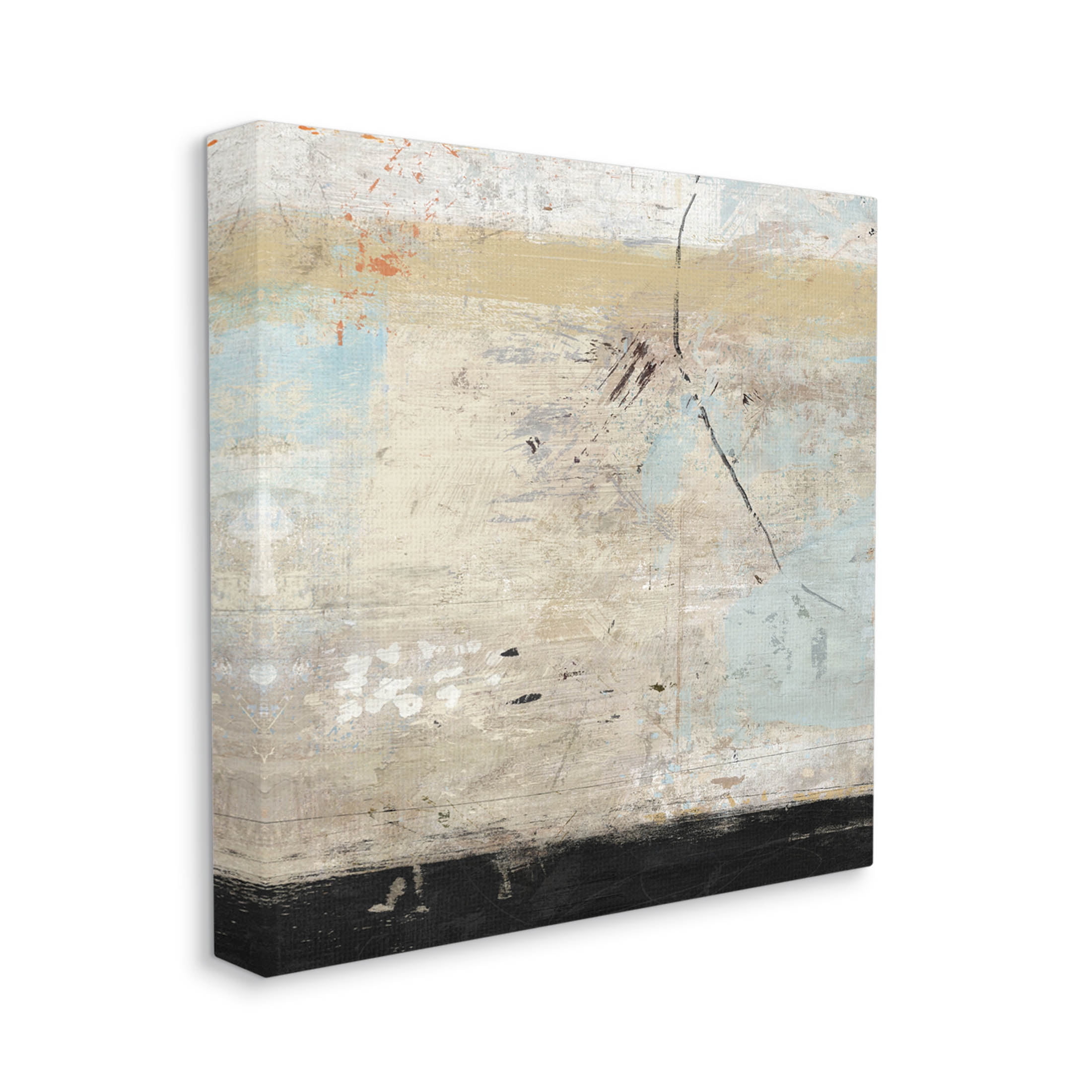 Rustic Beige Modern Composition Abstract Painting Gallery Wrapped Canvas Print Wall Art