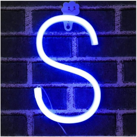 Letter Neon Lights, LED Neon Night Light Neon Lights Wall Decorative Night Light for Kids Bedroom Battery USB Operated Blue