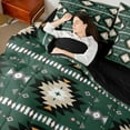 thumbnail image 4 of Feelyou Western Mandala Aztec Bedding Comforter Set 7pcs, Green Tribal Square Queen Bedding Sets, Vintage Boho Fashion Reversible Queen Sheet Sets, Microfiber Bedroom Decor, 4 of 8