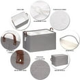 thumbnail image 3 of Hinwo 18.6 Gal./74.4 Qt./70.2 L Canvas Storage Bins, Rectangle Storage Baskets, Storage Cubes with Totes, Drawstring Closure, 22 x 15 x 13 Inches, 4-Pack, Grey, 3 of 6