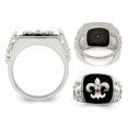 thumbnail image 2 of Mens Sterling Silver Fleur-De-Lis Ring with Black Onyx and Ruby, 2 of 5