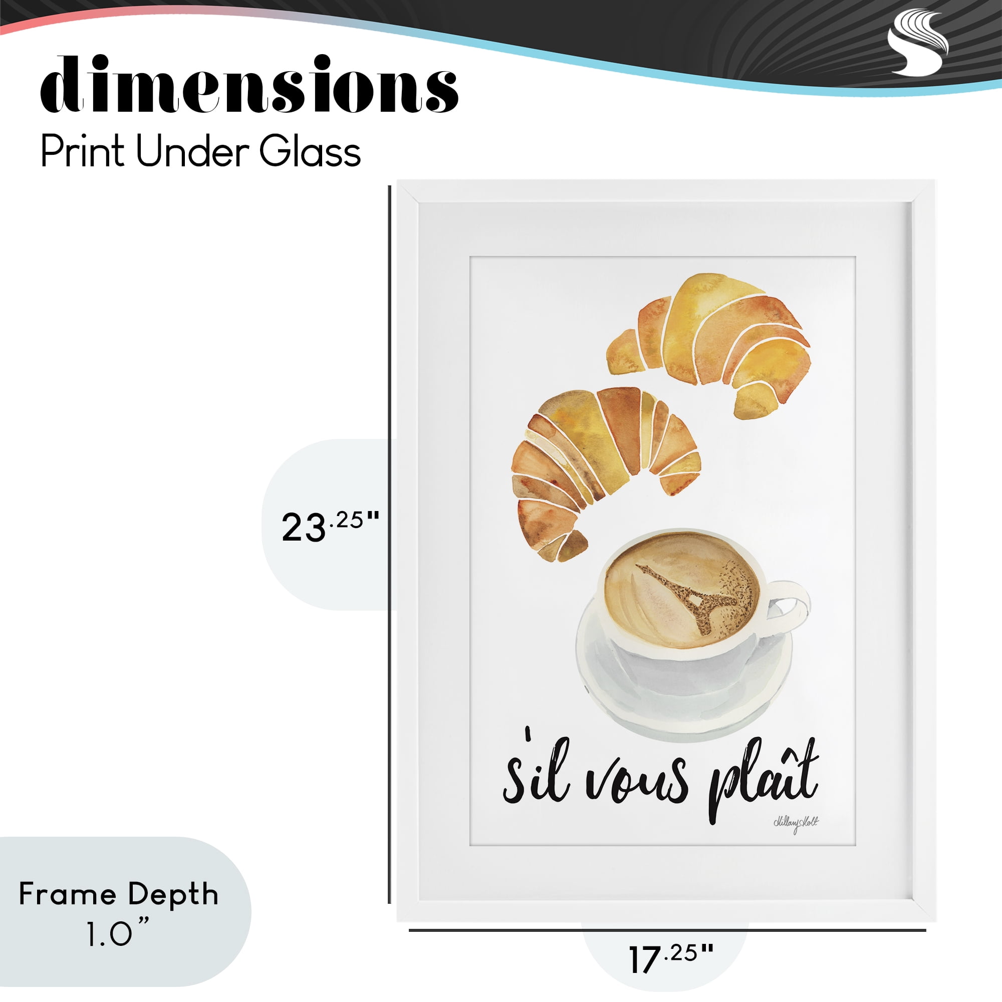 Stupell Industries Paris Croissant and Coffee White Framed Print Under Glass, design by Hillary Holt