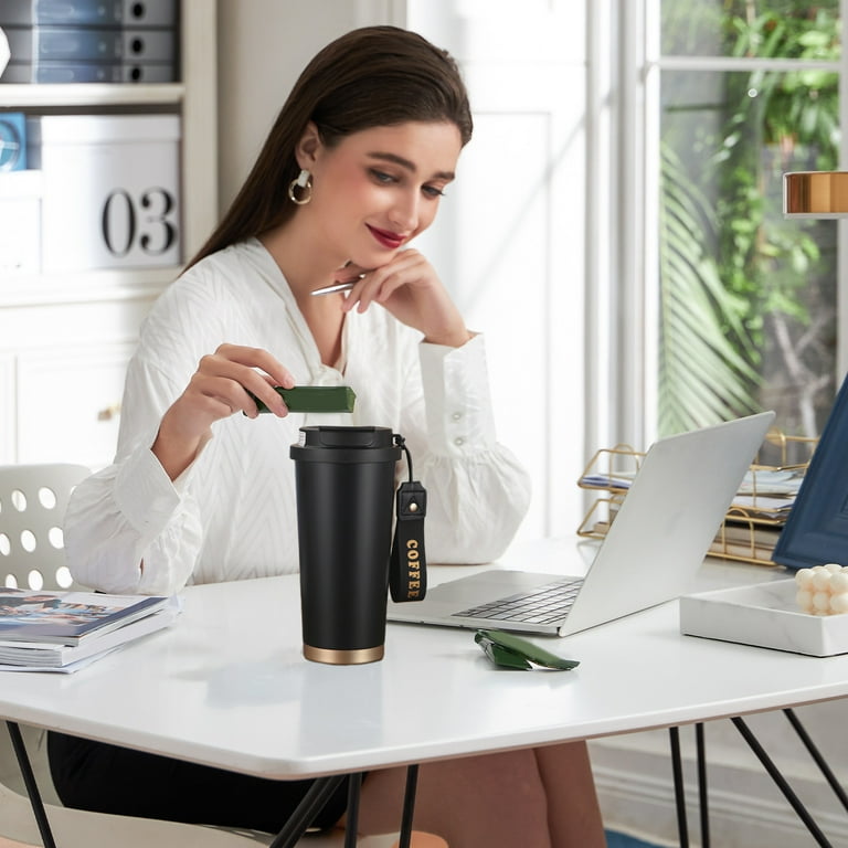 Coffee Tumbler 16 Oz,304 Stainless Steel Insulated Water Bottle with  Straw,Double Wall Thermal Coffee Mug with Carry Rope,Leak Proof Travel Cup  for Home Office Gym,500ml - Walmart.com