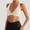 Beige, variant on Women's Deep V-Neck Halter Longline Sports Bra Padded Low Back Low Impact Fitness Yoga Bra Workout Crop Top S