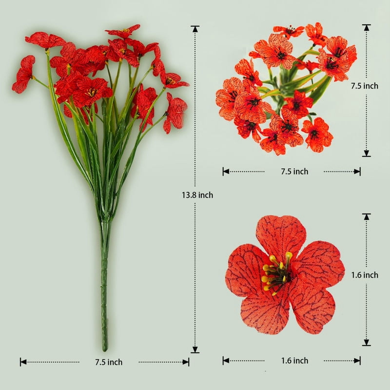 CADODIS 24 Bundles Artificial Flowers Outdoor No Fade Fake Plastic Flowers Outside Garden Porch Wedding Farmhouse Faux Plants Decoration Indoor Window Box Home Hanging Planters，RED
