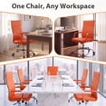 thumbnail image 2 of Vyrox Modern Office Chair, Mid-Back Faux Leather Swivel Reception & Conference Chair， Ergonomic Swivel Chair with Arms, Orange, 2 of 7