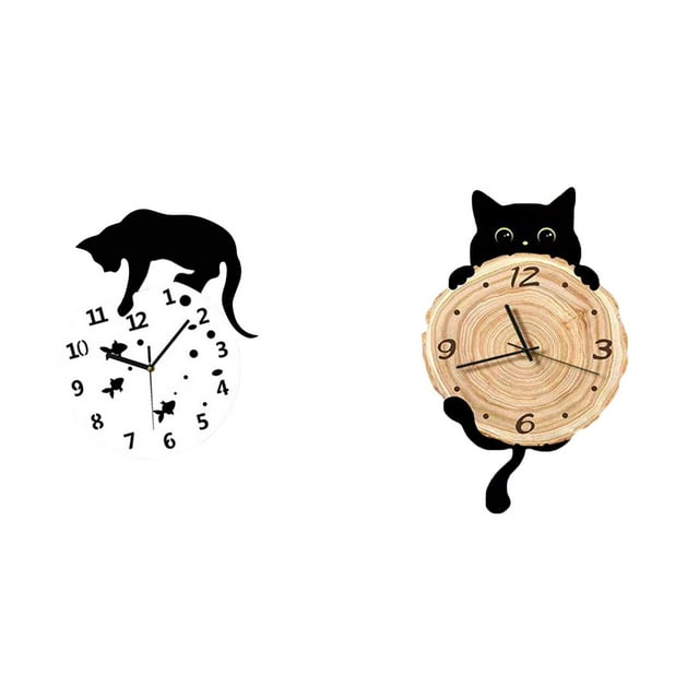 Reloj De Pared Colgante Silencioso Con Diseño De Gato, Movimiento Silencioso, Fácil De Leer, Ligero, Sin Tictac, Adorno Para Sala De Estar, Dormitorio, Comedor, Oficina, Escuela, Decoración