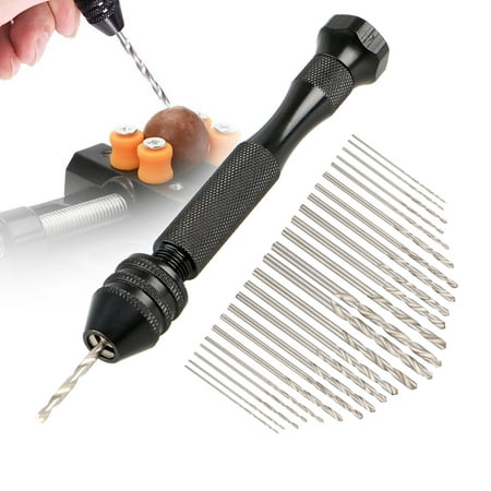 Hand Drill Bits Set 26pcs Hand Drill Set Precision Pin Vise Micro Mini Twist Drill Bits for Metal Wood, Jewelry, Delicate Manual Work, Electronic Assembling and Model Making, DIY (Best Wood For Hand Drill Fire Making)