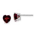 thumbnail image 4 of 14K White Gold 6mm Heart Garnet Stud Earrings, 4 of 5