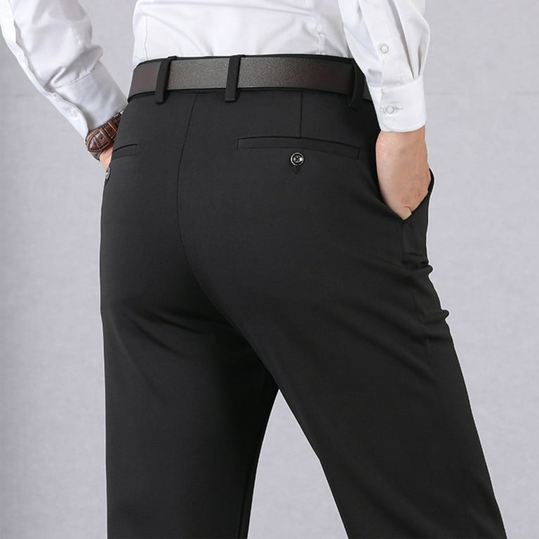 Mens Dress Pants Slim Fit Solid Color Skinny Trousers Classic