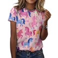 thumbnail image 3 of Cool Horse Women T-Shirt Classic O Neck T-Shirts Short-Sleeve Trendy Animal Print Design Tshirt Casual Clothing, 3 of 5