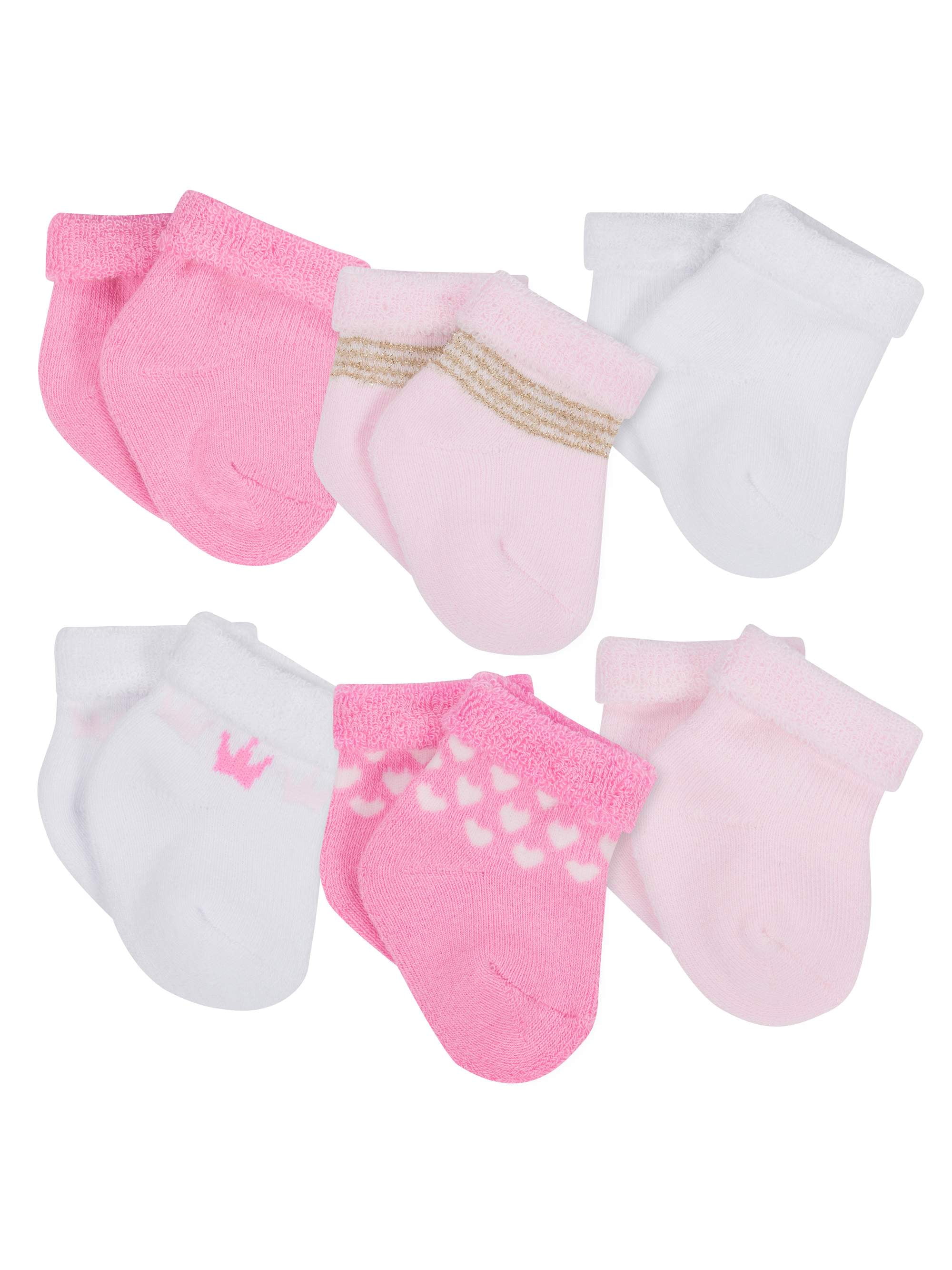 Gerber Baby Girls Wiggle Proof Terry Bootie Socks, 6Pack