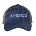 thumbnail image 2 of Distressed America Hat - Vintage Patriotic Cap with Flag Color Embroidery - Distressed Trucker Hat (Black), 2 of 7