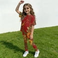 thumbnail image 3 of CCRFTGI 4th of july Outfits for Kids Girls Size 8 Patriotic 2 Piece Outfits American Flag Stars Striped Short Sleeve T Shirt and Elastic Waist Pants Athletic Clothing Sets Saffron 11-12 Years, 3 of 5