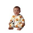 thumbnail image 7 of Family Matching Pajamas Romper Halloween Pumpkin Print Long Sleeve Crewneck Onesie for Men/Women/Kids/Baby Sleepwear - Baby, 7 of 7