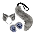 thumbnail image 2 of BELOVING Ensemble Oreilles et Queue d'Animal Gants de Cosplay pour Vacances Jeu de Rôle Boîte de Nuit de Nuit Gris Foncé, 2 of 9