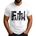 thumbnail image 2 of Men's Crew Neck Short-Sleeve T-Shirt With Bible Verse & Letter Design Casual Daily Wear Comfortable Fabric All-Season Casual Tees,White,XL, 2 of 4