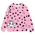 thumbnail image 3 of Girls Sweatshirt Girls Cat Heart Print Crew Neck Long Sleeve Pullover Hoodless Top Hot Pink 4-5 Years, 3 of 5