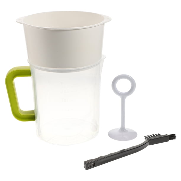 WORGEOUS Juego de filtros para hacer leche de soja de plástico de 4 Uds 1,5 L, colador de leche de soja, bolsa de leche de tuerca, alternativa que incluye cepillo de varilla de taza de filtro