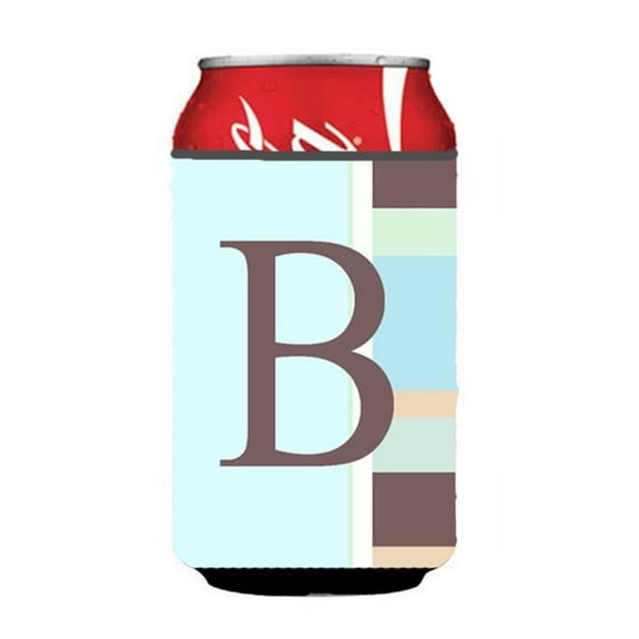 Letter B Initial Monogram - Blue Stripes Can or Bottle  Hugger