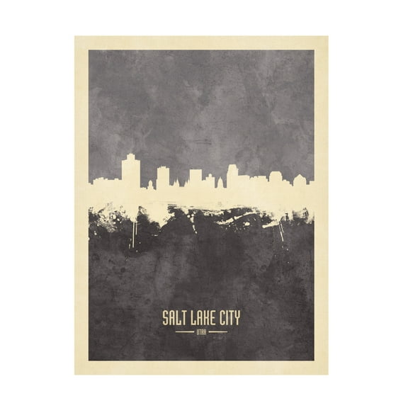 Michael Tompsett 'Salt Lake City Utah Skyline Gray' Canvas Art