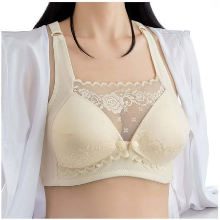 Ahuyic Nursing Bras for Breastfeeding Soft Wireless Maternity Bralette Comfort Sleep Bra Everyday Bras with Support Beige 42