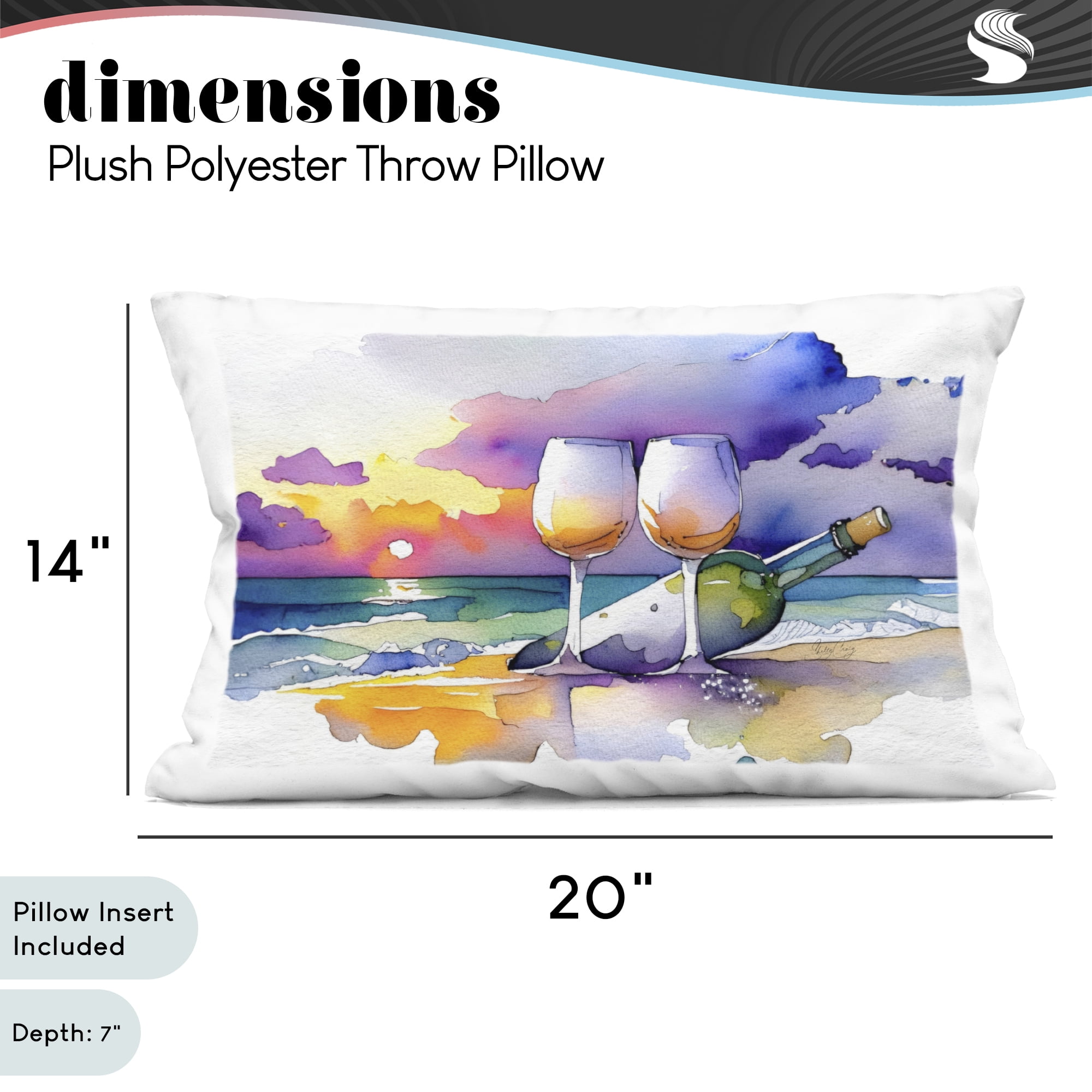 Stupell Industries Coastal Cheers with Wine Decorative Printed Throw Pillow, design by Shelly Craig, 14 x 7 x 20