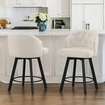 Counter Height Bar Stools Set of 2, 26" Swivel Fabric with Backs for Kitchen Island, Pub, Beige