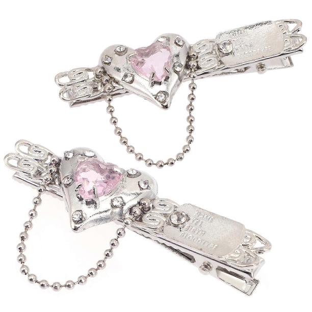 Heart Metal Hair Clips with Tassel Stylish & Durable Barrettes for Weddings, Birthdays, and Daily Wear Fashionable Hair Accessories Set of 2