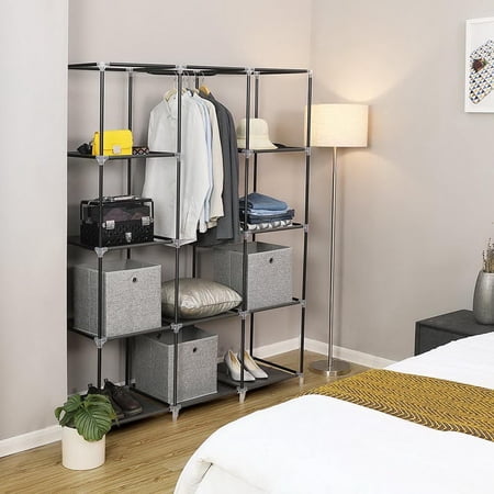 GoDecor 67" 4 Tiers 10 Cube Clothes Organizer Closet Organizer Clothes Wardrobe Waterproof Fabric Storage Closet