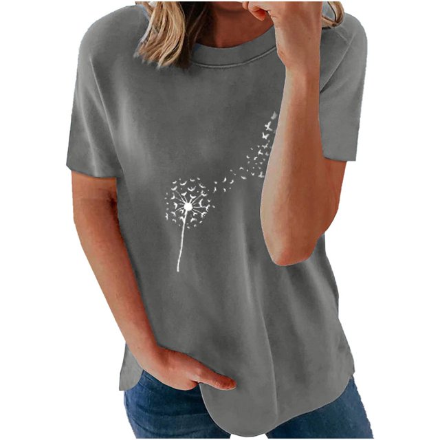 Puntoco moda adulta mujer cuello redondo manga corta tops camiseta estampados sueltos cortos Puntoco Puntoco-6985