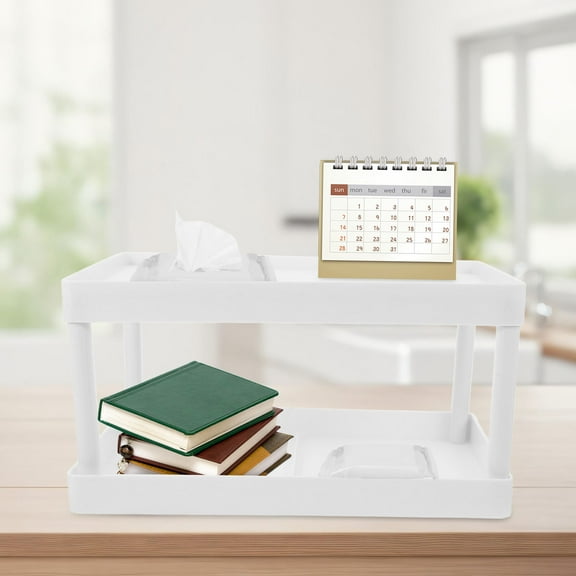 LEORX White Multifunctional Desktop Shelf for Cosmetic and Office Organization