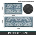 thumbnail image 3 of Set of 2 Boho Kitchen Decor Rug Set, Vintage Bohemian Floral Rug for Kitchen Laundry Bathroom, Non-Slip Washable Hallway Runner Floor Mat 17x30+17x47 Inch Blue, 3 of 6