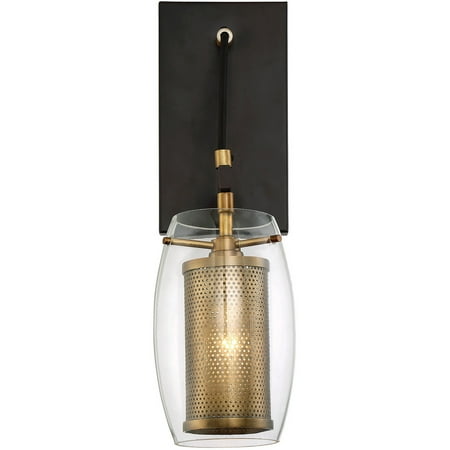 

Wall Sconces 1 Light With Warm Brass with Bronze Accents Candelabra 5 inch 60 W