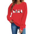 thumbnail image 6 of Wenini Women's Halloween Black Cats and Ghost Print Sweatshirt Long Sleeve Crew Neck Sweatshirt Casual Pullover Top, 6 of 7