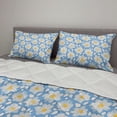 thumbnail image 2 of Floral Comforter & Sham Bedding Set, Continuous Happy Daisy Flowers Pastel Tones Sketch Retro Illustration, 3 pcs Duvet Set Microfiber Filling Quilt, 5 Sizes, Mustard Pale Sky Blue, by Ambesonne, 2 of 4