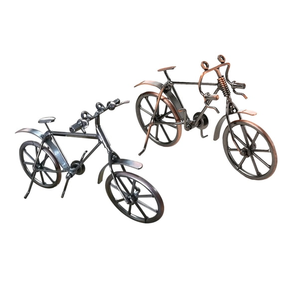 OUNONA Set of 2 Iron Bike Models Metal Crafts Decorative Desktop Ornaments for Home and Office