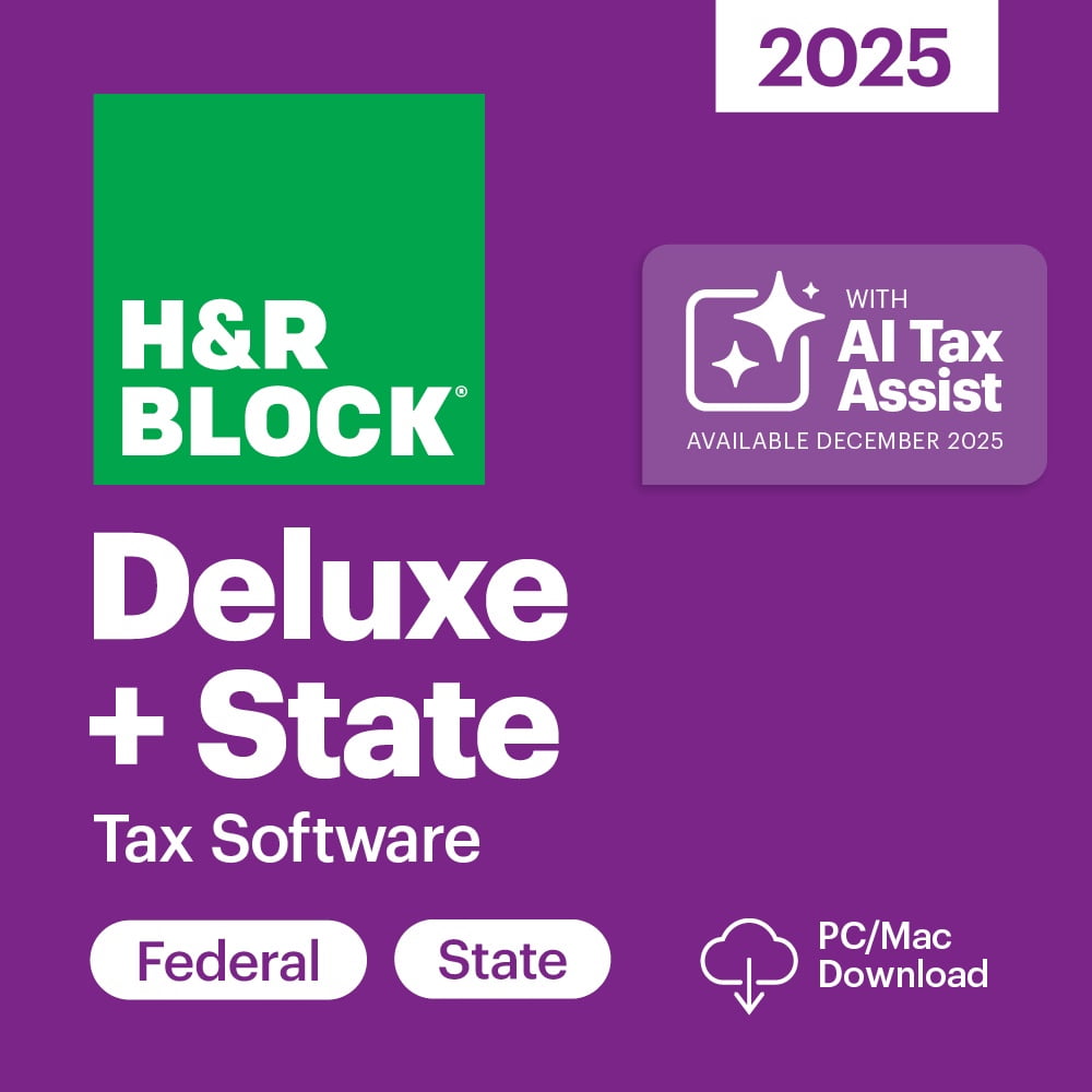 H&R Block Tax Software Deluxe + State 2025 for Windows and Mac (Digital Download)