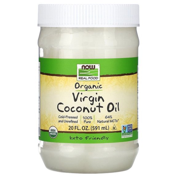 NOW Foods, Real Food, Organic Virgin Coconut Oil, 20 fl oz Pack of 4