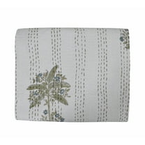 Vintage Queen Kantha Quilt Indian Hand Block Print Quilt Cotton Kantha Throw Kantha Blanket Handmade Quilt Palm Tree Kantha Bedspread White Quilt
