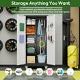 thumbnail image 6 of Broom Closet Storage Cabinet with Wheels and Pegboard,Metal Garage Storage Cabinet with Doors and Adjustable Shelves for Garage Home Office,Required Assembly,Black and White, 6 of 17
