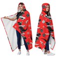 thumbnail image 2 of Wearable Blanket,Red Cartoon Dinosaurs Skiing Pattern Hooded Wearable Flannel Blanket for Adults & Teens,Winter Poncho Shawl Wrap Cape Cozy Anti-Pill,50"x60", 2 of 5