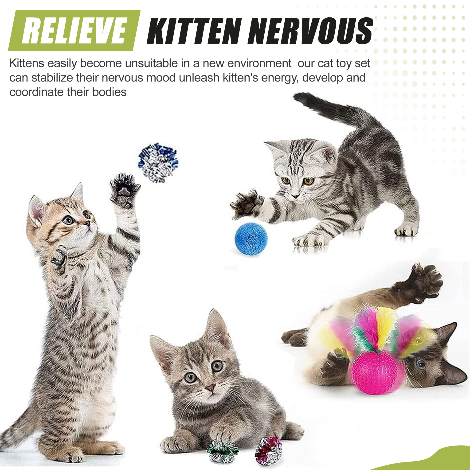 21Pcs Cat Toys Kitten Toys, Interactive Kitten Toys for Indoor Cats, Variety Catnip Toys with Collapsible Cat Tunnel, Cat Toy Balls, Cat Wand